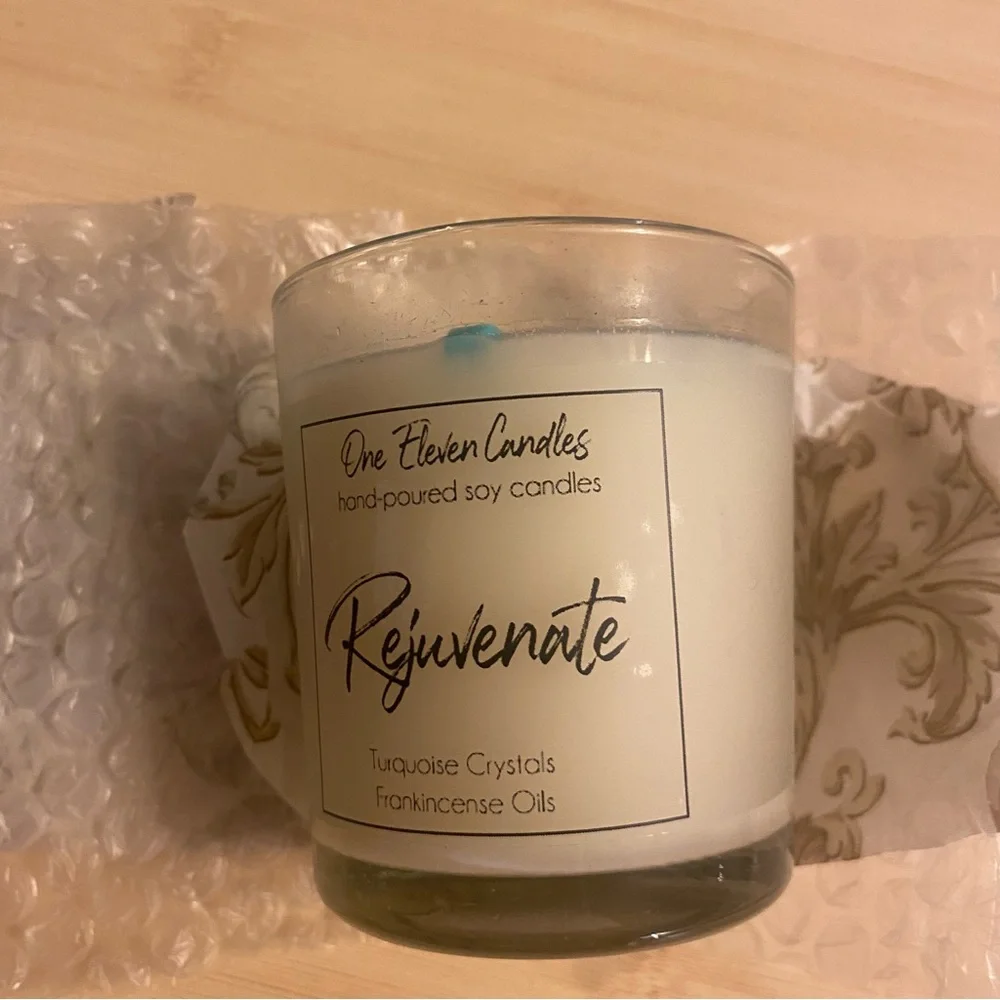 One Eleven Candle Crystal Soy Turquoise Stones Gems new